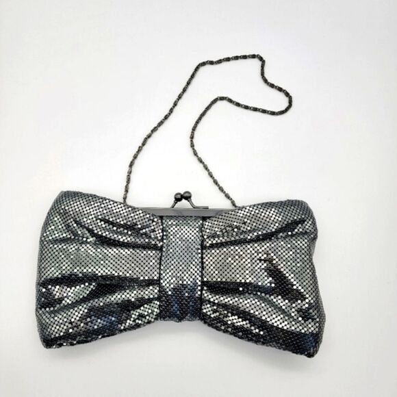Lulu Townsend Gray Silver Metallic Chainmail Cocktail Evening Bag Clutch - Picture 2 of 7
